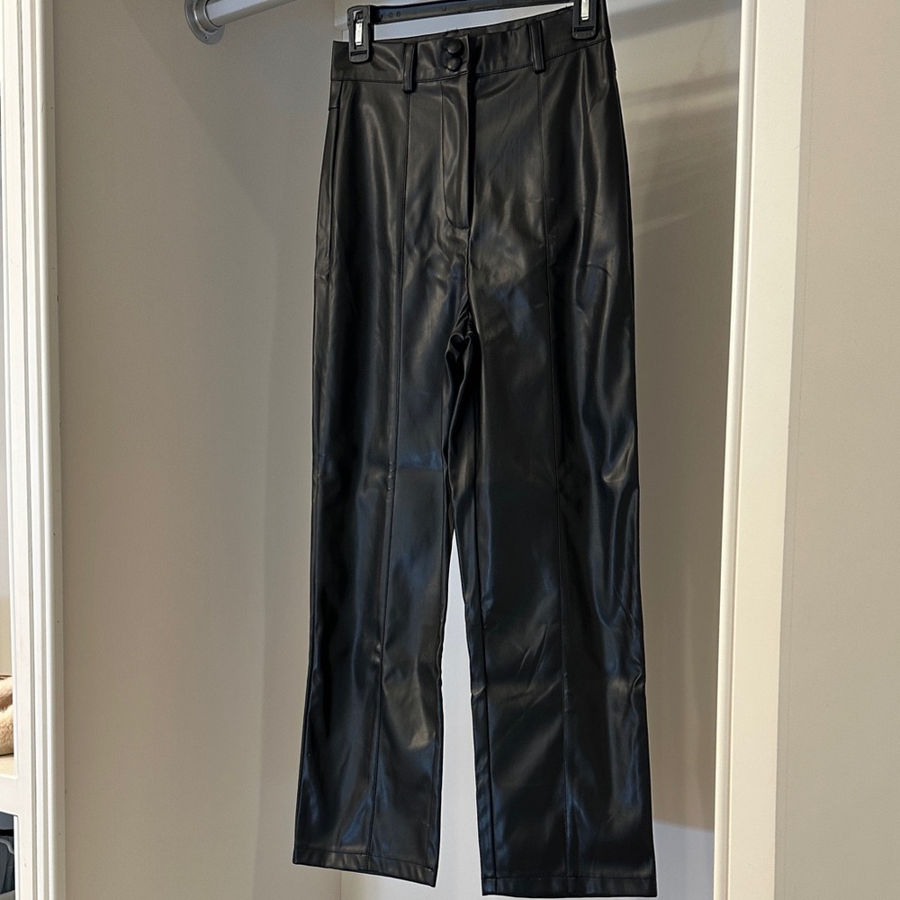 Pink Lily small Black Faux Leather Pants. Like new